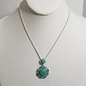 SAQ Avon silver tone faux turquoise pendant 1.1943